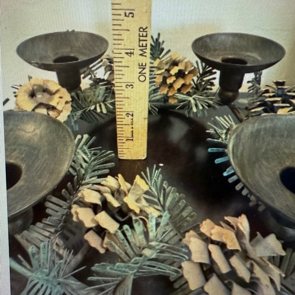 PartyLite Pinecone Candleholder Wreath P8246 Metal Centerpiece Holiday Decor - Picture 11 of 12